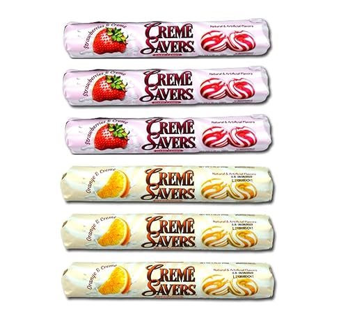Creme Savers - Caramelo duro de naranja y crema  Creme Savers Caramelo duro de fresa y crema  El sabor de la naranja fresca y fresa remolinada en