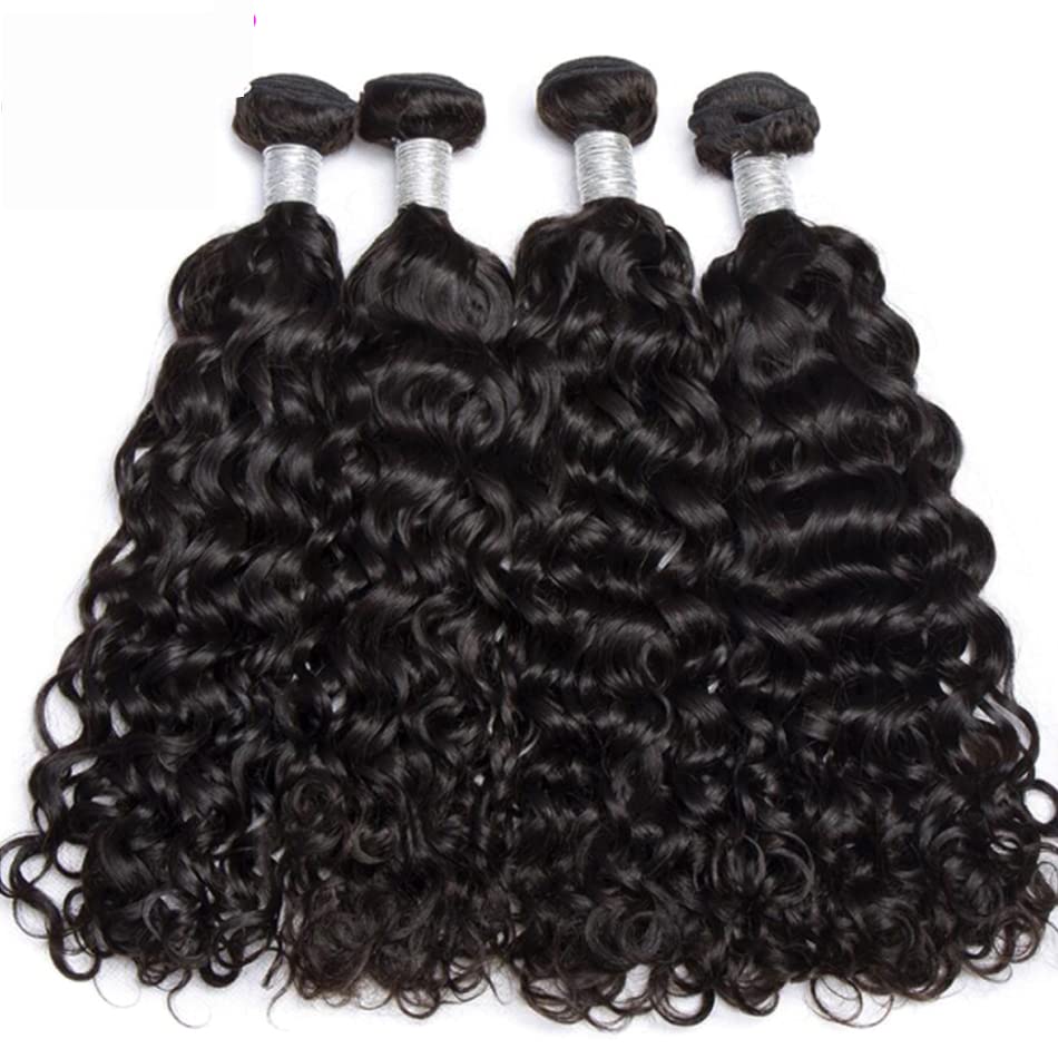 Christmas Gift Brazilian Water Wave 4 Bundles Wet and Wavy Human Hair Bundles Big Sale 7A Unprocessed Virgin Brazilian Hair Weave Human Hair Natural Color(16161818)
