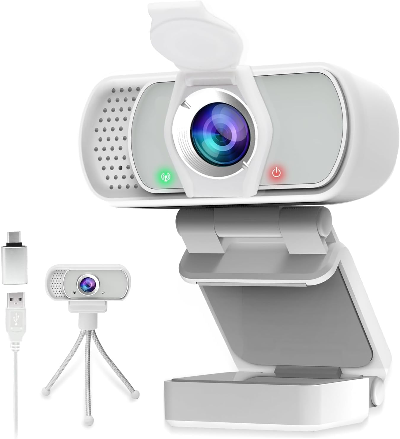 TRAUSI Webcam 1080P with Built-in Mic, Wide Angle & Privacy Cover for PC/Laptop, Plug & Play USB HD Computer Web Camera with Light Correction for Meetings, Streaming and Video Calling (White)-picture-11