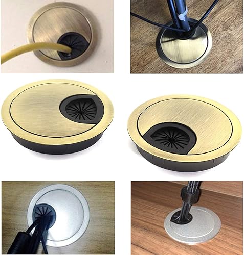 Miniatura 6 de HJ Garden 5 ojales de escritorio de metal de 2-38 pulgadas (2.362 in) para administrar y ocultar el cable de alambre, cubierta de agujero para