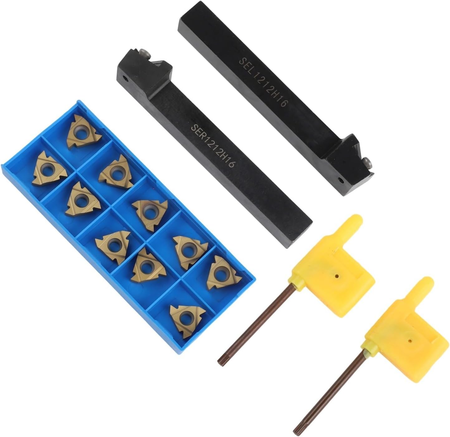 RichVibe CNC Threading Tool Holder Set SER1212H16 SEL1212H16 for 16ER AG60 16IR AG60 Carbide Inserts with Alloy Steel Body Wrenches