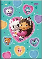 Foroni Caderno Brochura Escolar Casa Mágica da Gabby, 80 Folhas Pautadas, Capa Dura Laminada, 27.5 x 20 cm, Colorido