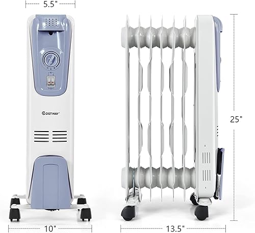 Miniatura 5 de ARLIME Calentador de radiador lleno de aceite de 1500 W, calentadores de aceite eléctricos portátiles para interiores, calentador de espacio lleno