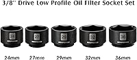 Vista 3 de MIXPOWER Juego de 5 tomas de filtro de combustible de perfil bajo de 3/8 pulgadas, diseño de perfil bajo para un fácil acceso, acero al cromo
