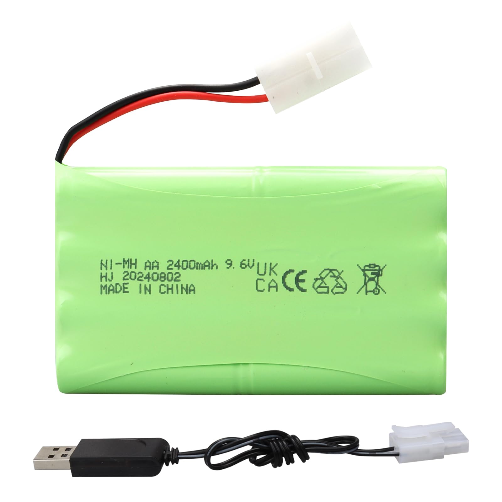 Batteria NiMH ricaricabile MXJFYY da 9,6 V e 2400 mAh, compatibile con auto giocattolo RC/RC, buggy, barche, elicotteri, aeroplani, pistole Airsoft