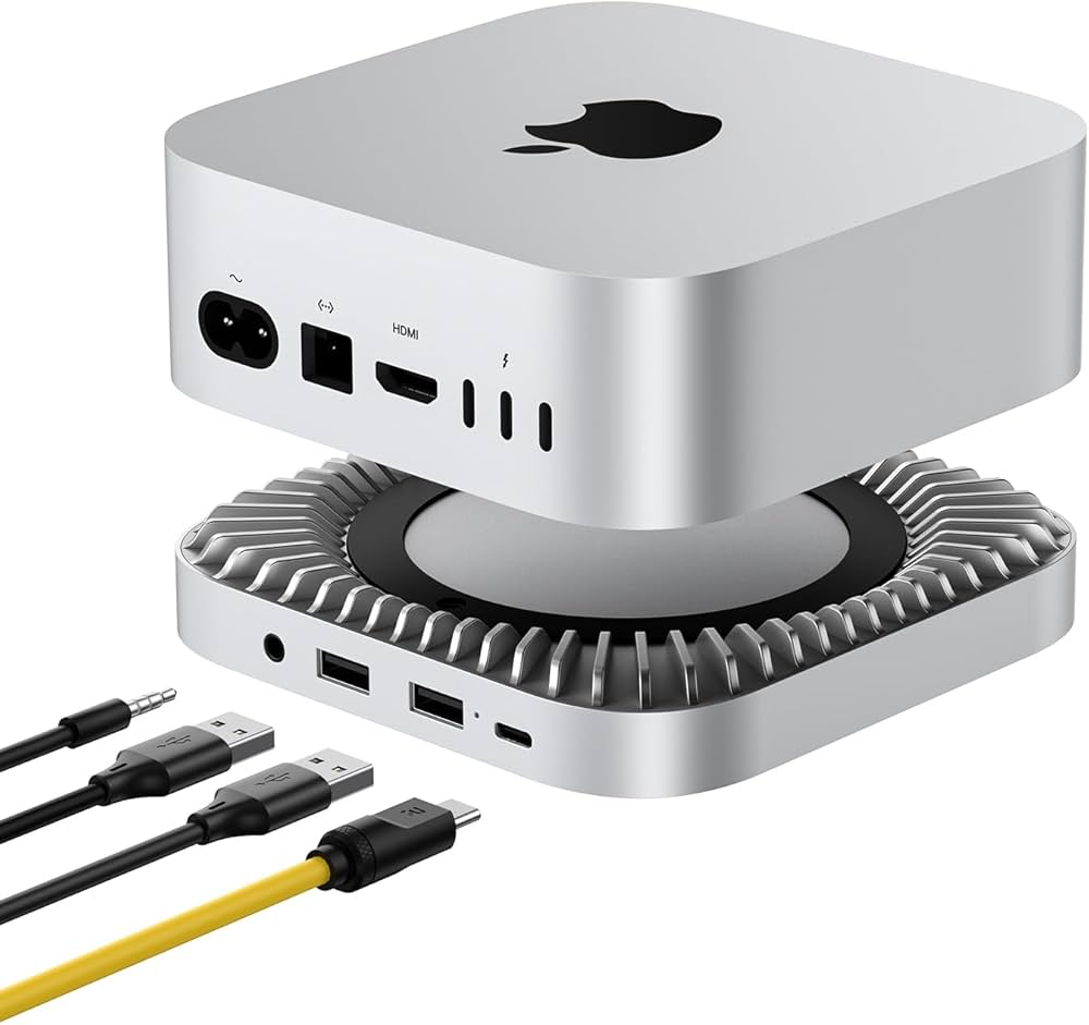 40Gbps Mac mini M4 Dock, New Aluminium M4/2024 Hub & Standfuß mit