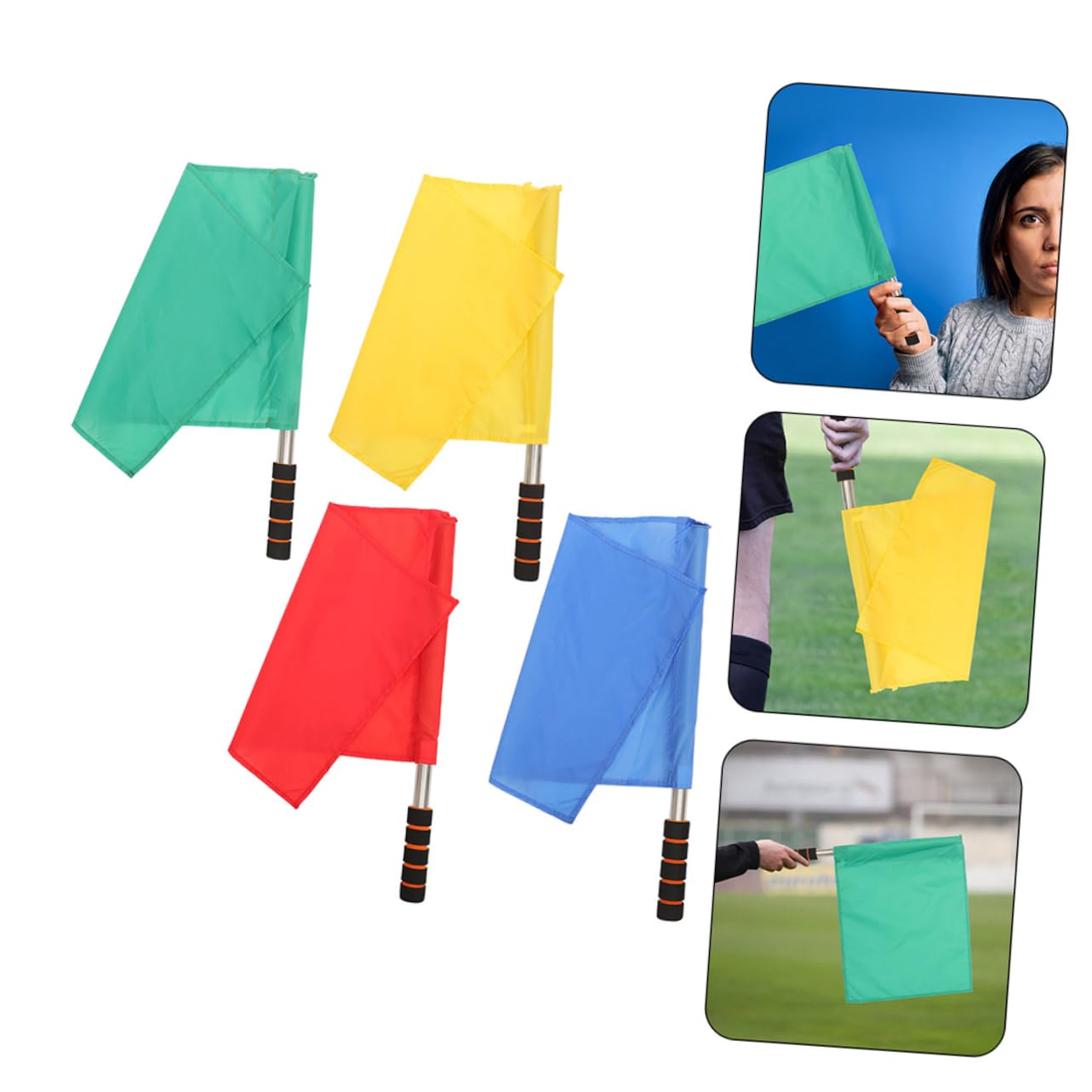 BRIGHTFUFU Stainless Steel Pole Signal Flags Multi-Function Field Events Flags for Outdoor Football Games