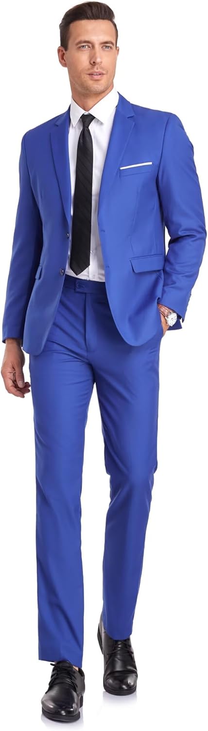Mens 2 Piece Royal Blue Tuxedo Suit for Men Wedding Dress 2 Buttons Blazer Set Prom Homecoming Jacket Pants XS