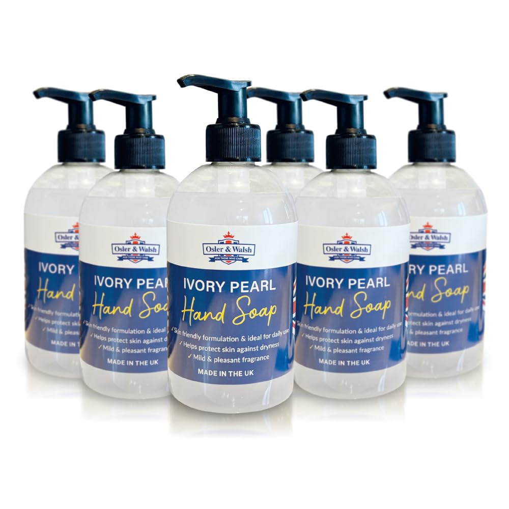 Osler & Walsh Luxury Pearl Hand Soap - 500ml – 6 pack - Gentle Formula with Elegant Scent for Sensitive Skin, Refillable