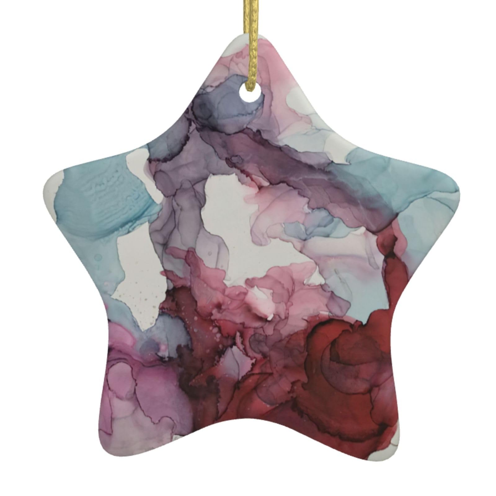 Nbtghga White Abstract Marble Print Christmas Ornaments, Ceramic Hanging Ornament, Round Shape Decorations