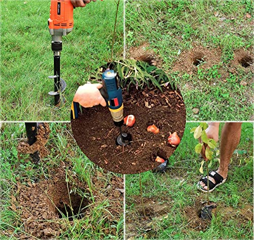 2 Pack Auger Drill Bit For Planting 3"X12" And 1.6"X9" Spiral Drill For Planting Flower Garden Auger Hex Drive Drill, Hole Digger Auger Set For 3/8” Hex Drive Drill #TOP2