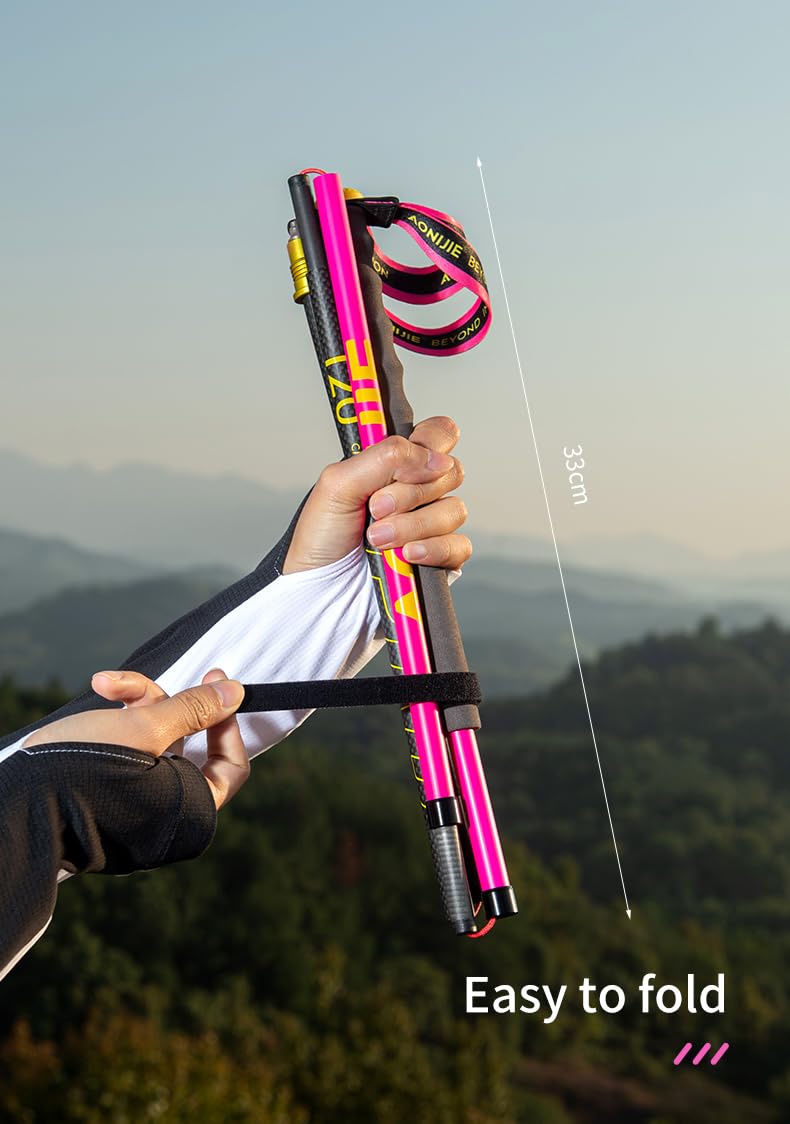 Bastoncini da trekking pieghevoli, leggeri, AONIJIE Canbon Trial, 110/120 cm, per camminate all'aperto, escursionismo, corsa