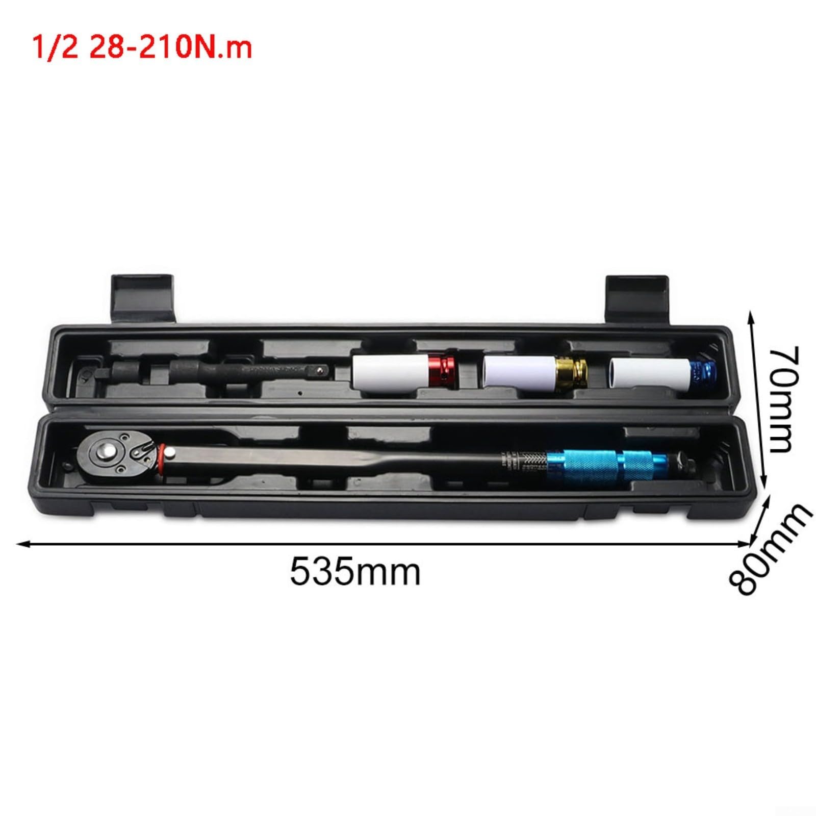 Klucz dynamometryczny, napęd 1/5.1 cm regulowany klucz grzechotkowy 28-210 Nm metalowe narzędzie ręczne do samochodów ciężarowych i rowerów, naprawa warsztatu, 1 szt. (A)