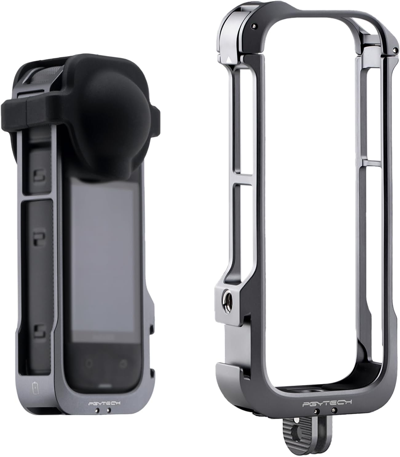 PGYTECH Aluminum Cage for Insta360 X4 Camera Protective Case with Silicone Lens Cover Utility Frame Rig with 1/4" Threads, Cold Shoe Mount Action Camera Accessories