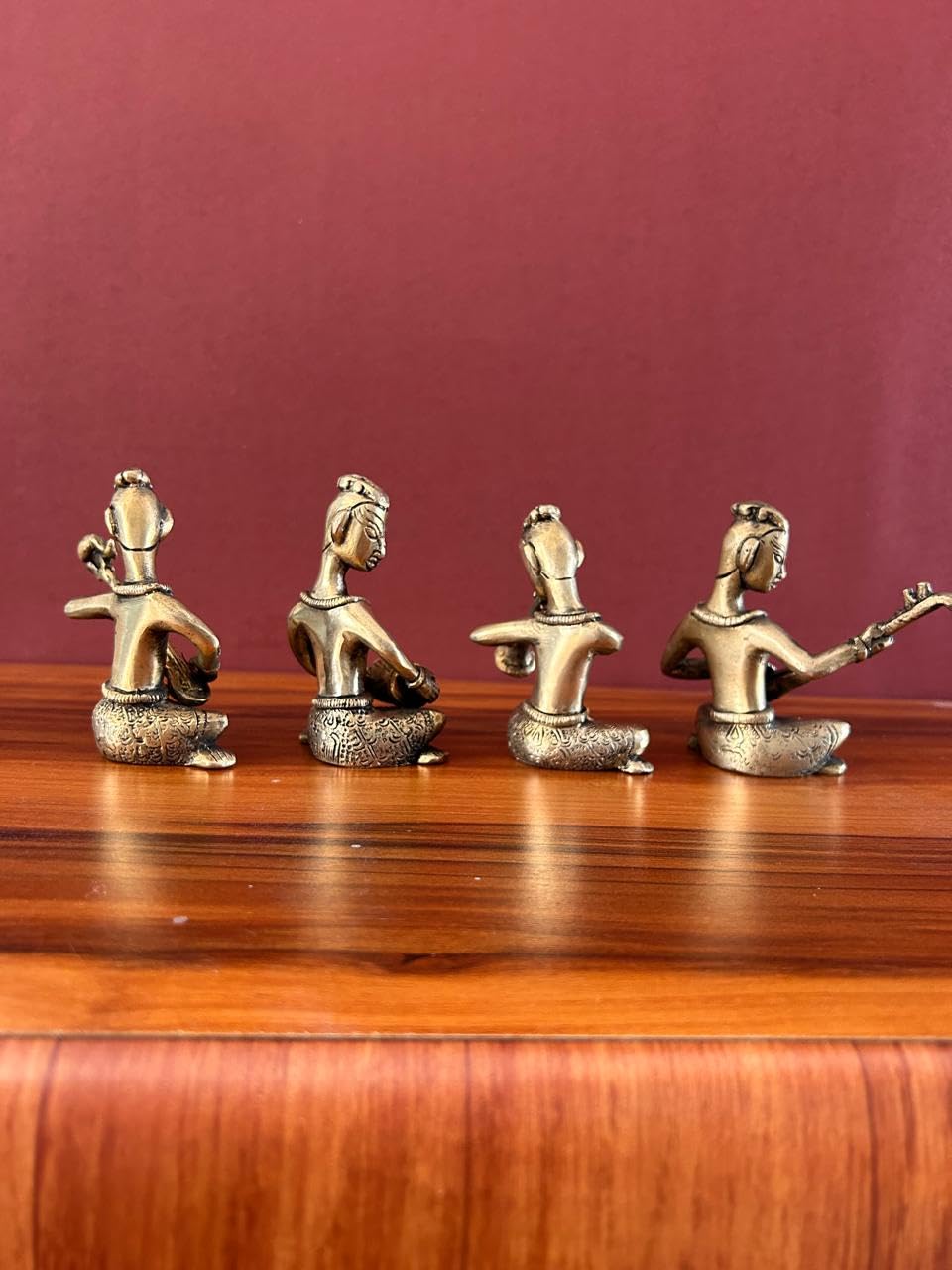 Joyful - Set musicale in ottone, 4 pezzi, collezione di idoli musicisti per regali di ritorno al matrimonio, regalo di nozze, set musicista in ottone, 11,4 cm, set di musicisti popolari tribali per la