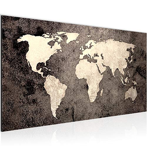 Runa Art Tableau Decoration Murale Carte du Monde 1 Partie Moderne Toile Non tissée Salon Salle Ancien Antique Marron 101712c