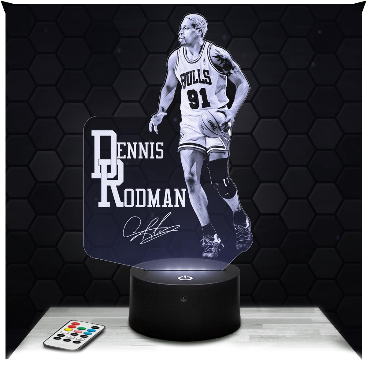 Lampephoto.fr - Dennis Rodman 3D Lamp, Night Light 3D LED Illusion Lamp, Basketball Decoration USA, Gift Idea for Sporty Men, Gift idea for Boy's and Girl's Room, Decor for Children's Bedroom