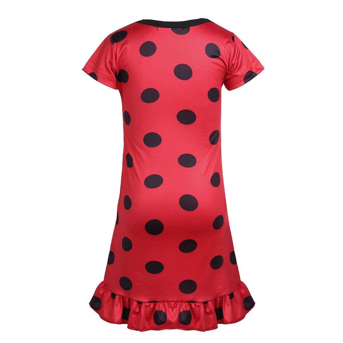 MJY Fashion Big Girls' Miraculous Ladybug Inspired Cosplay Bowknot Casual Dress with Ruffled Hem,5-6 Years,