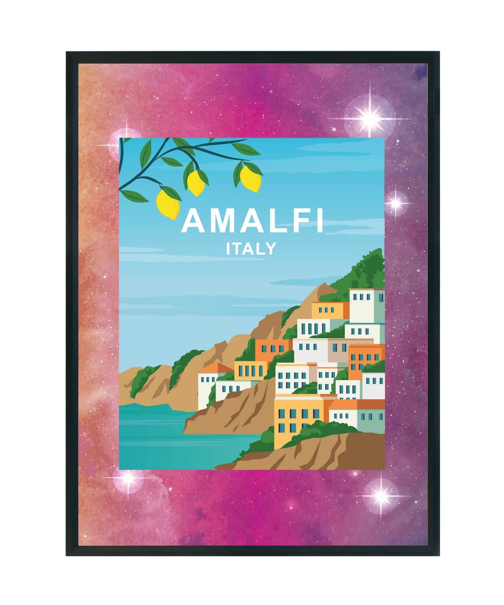 Hippowarehouse Amalfi. Seaside town in Italy Printed Poster A3 Wall Art Design Classroom Room Gym Office Décor