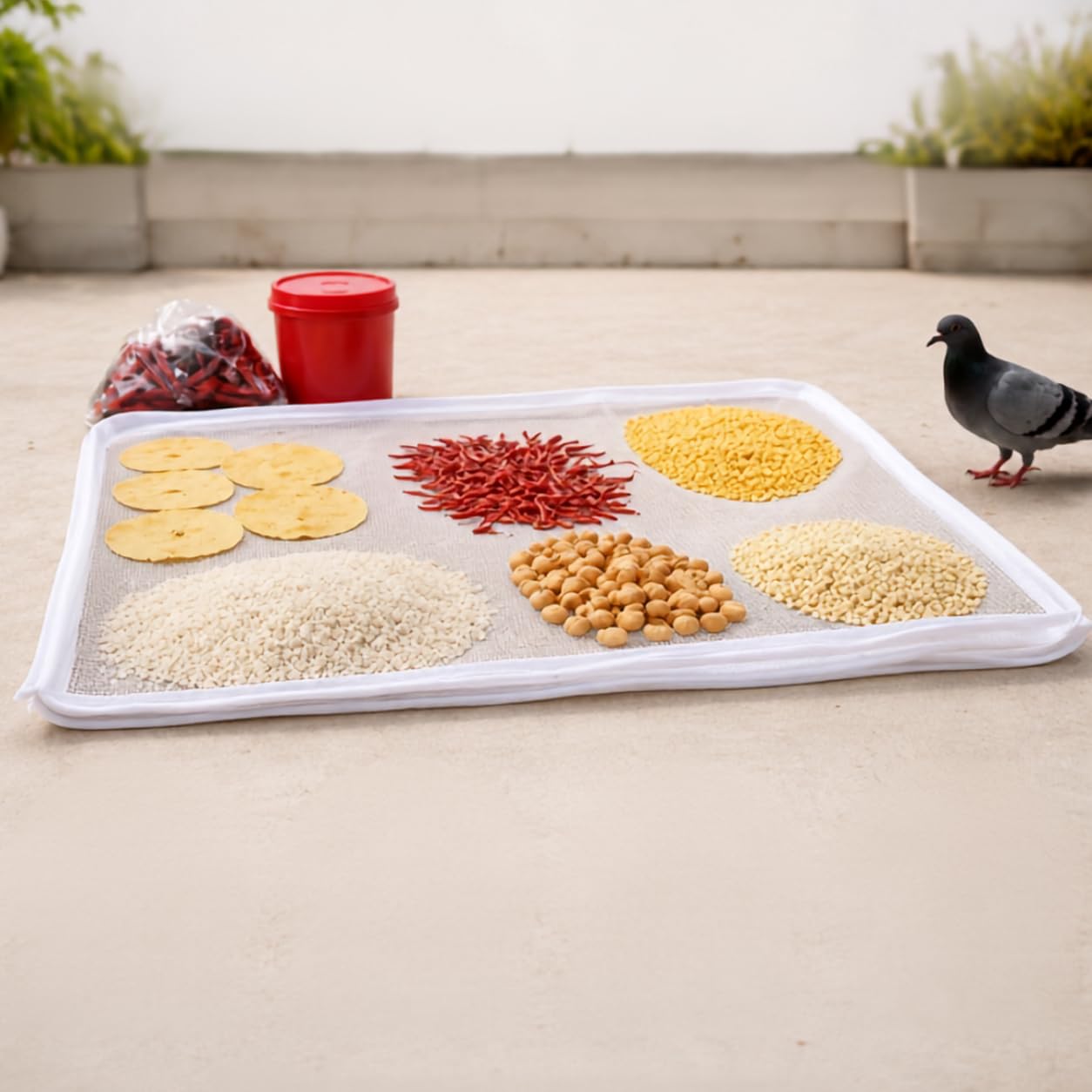 Cotton Drying Cloth with Net & Zip for Papad, Vadagam, Spices, Millets, Pulses & Grains | Breathable Mesh | Washable & Reusable | 38×30 Inch (96.5×76.2 cm)-image-8