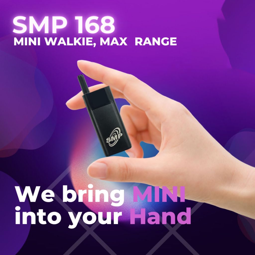 SMP 168 Mini Walkie Talkies for Adults Mini 2 Way Radio Rechargeable, Long Range, 25 Channels, Light Weight, Digital Display - Image 2