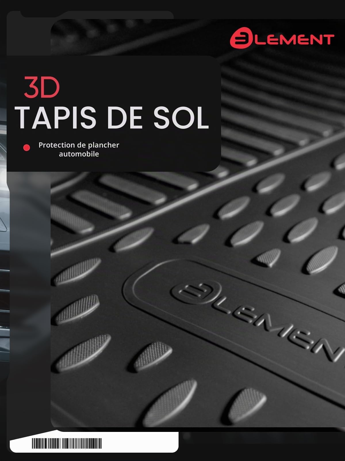 Element EXP.ELEMENT3D02221210k Tapis de Sol en Caoutchouc Premium Opel Mokka X 2018-2020, Noir, Ajustement mesuré au Laser personnalisé