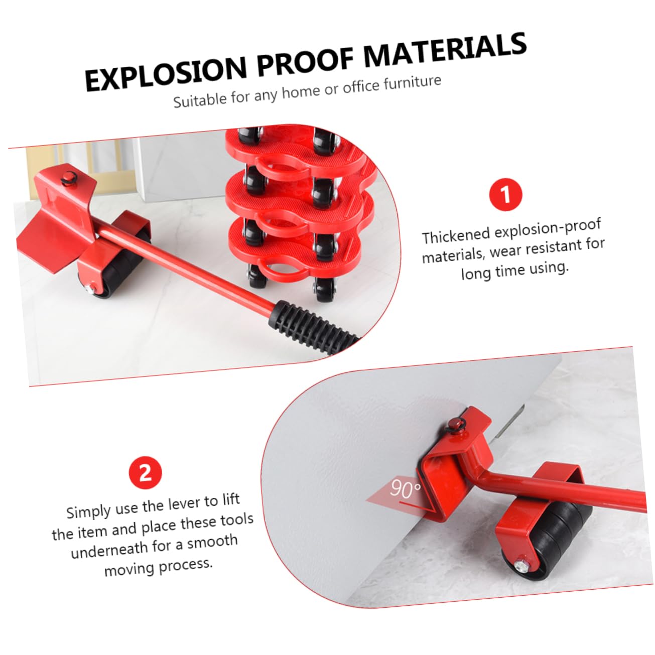 Uonlytech Kit Per Trasloco Mobili Set Di Rulli Per Traslochi Puleggia Multifunzionale Trasloco Letti Attrezzo Di Sollevamento Rosso