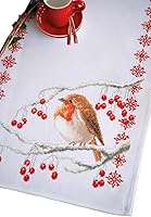 Vista 1 de Vervaco Kits de bordado de punto de cruz, camino de mesa de bricolaje, mantel para bordar con imagen bordada en diseño moderno, algodón e hilo