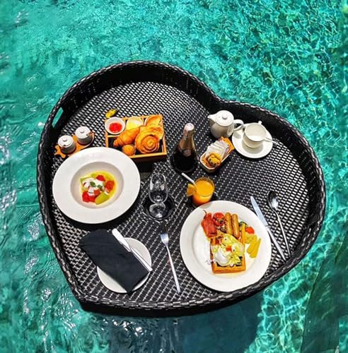 Schwimmendes Rattan-Tablett in Herzform für Pool – stilvoller...