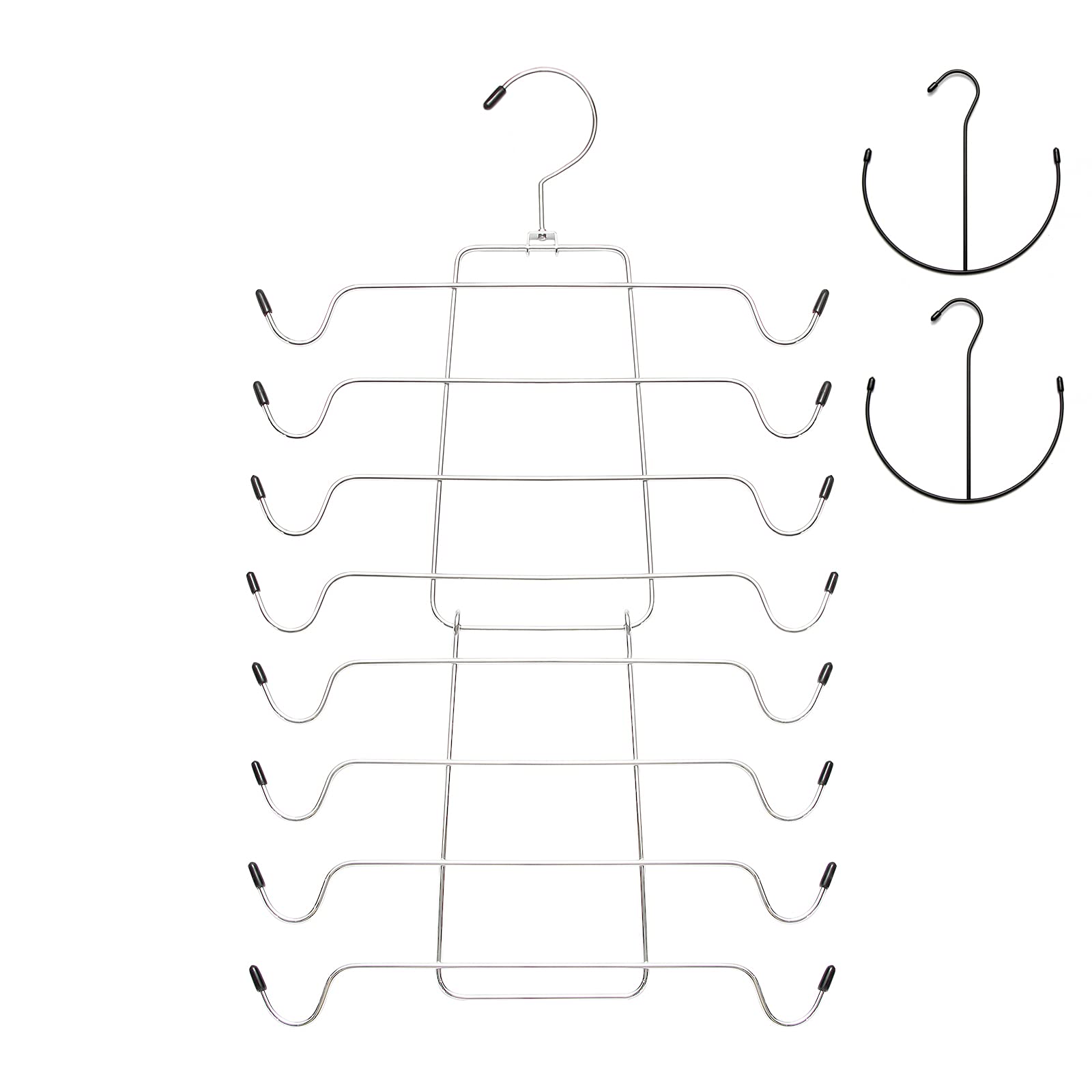 Bra Hanger, 4 Pack Tank Top Organizer for Closet, Comes with 2 Multifunctional Hook, Maintain Shape, Niclogi Hanging Sport Bra Camisole Storage Holder, Metal Space Saving Hanger, Silver