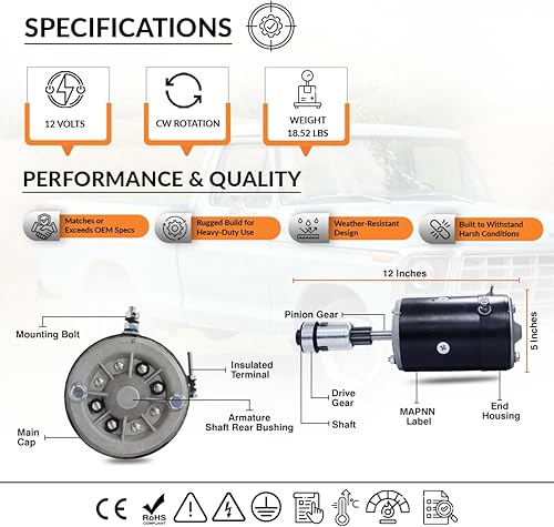 Miniatura 2 de Motor de arranque de 12V para tractores Ford 8N, 9N, 2N - Años modelo 1939-1952 - 3109, 8N1100R, 8N11001, 1831810, 8N-11001R, 9N11001, 9N11002,