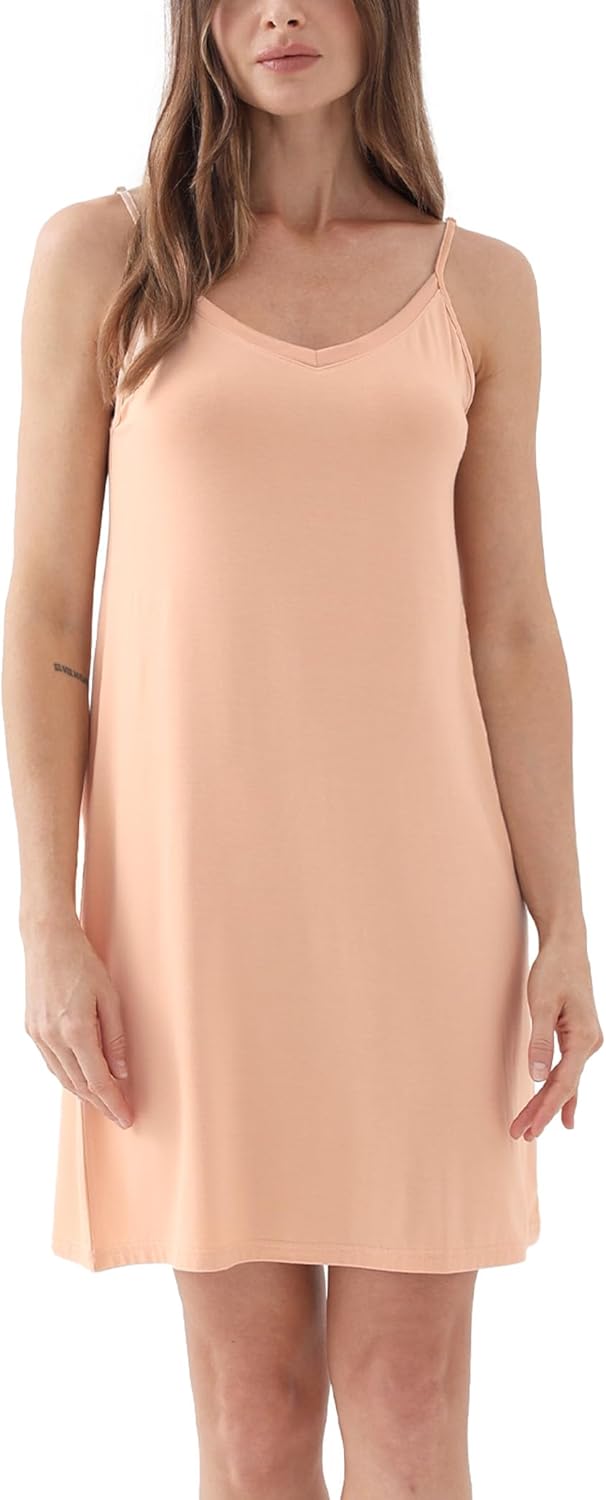 GYS Bamboo Viscose Women's Full Slips Adjustable Spaghetti Strap Soft Chemise Nightgowns