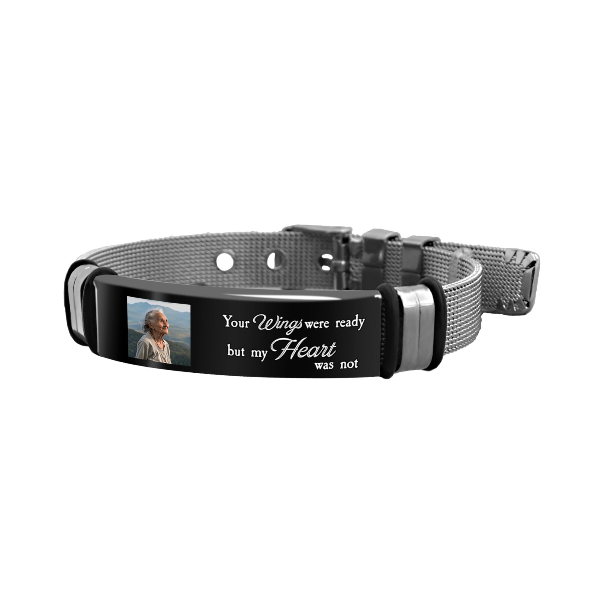 UDonCoo Personalized Photo Memorial Bracelet - Engraved Picture Name & Custom Silicone ID Bracelet