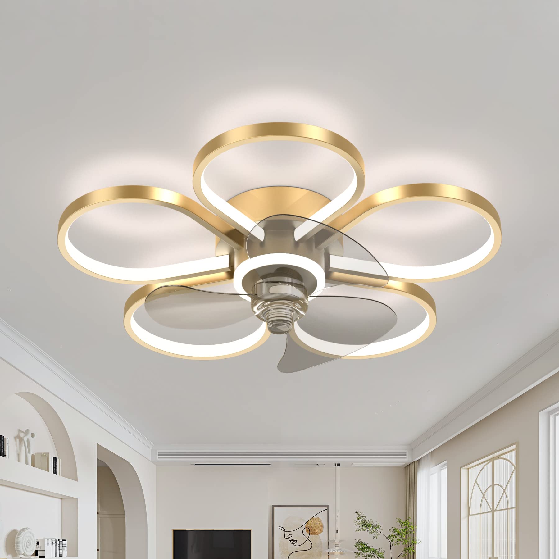 YIYUN Fan Ceiling Light Ceiling Fan With LED Lighting And Remote