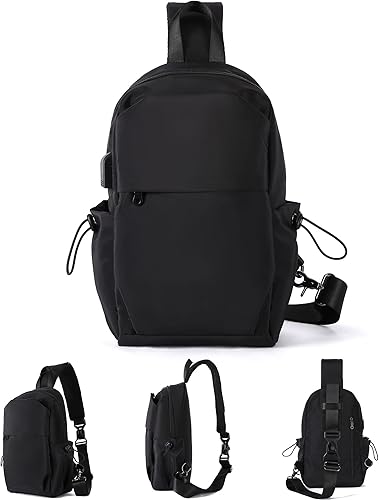 Miniatura 8 de Bolso bandolera bandolera para hombre y mujer, D-Negro, L, Casual