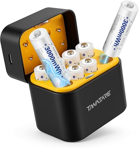 Miniatura 9 de Paquete de 8 baterías recargables AA de iones de litio con cargador rápido de 2.5 horas, 3000 mWh 1.5 V de salida constante, baterías recargables