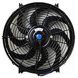 Upgr8 Universal High Performance 12V Slim Electric Cooling Radiator Fan with Fan Mounting Kit (14 Inch, Black)