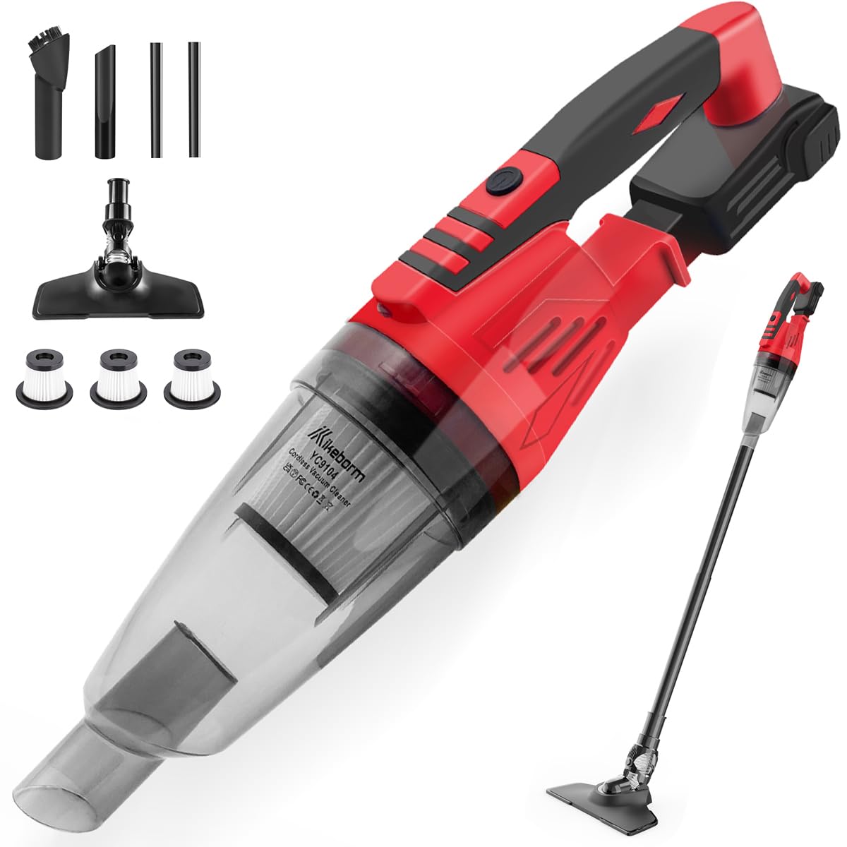 Cordless Car Vacuum Cleaner for Milwaukee 18V Batteries with 3 Filters