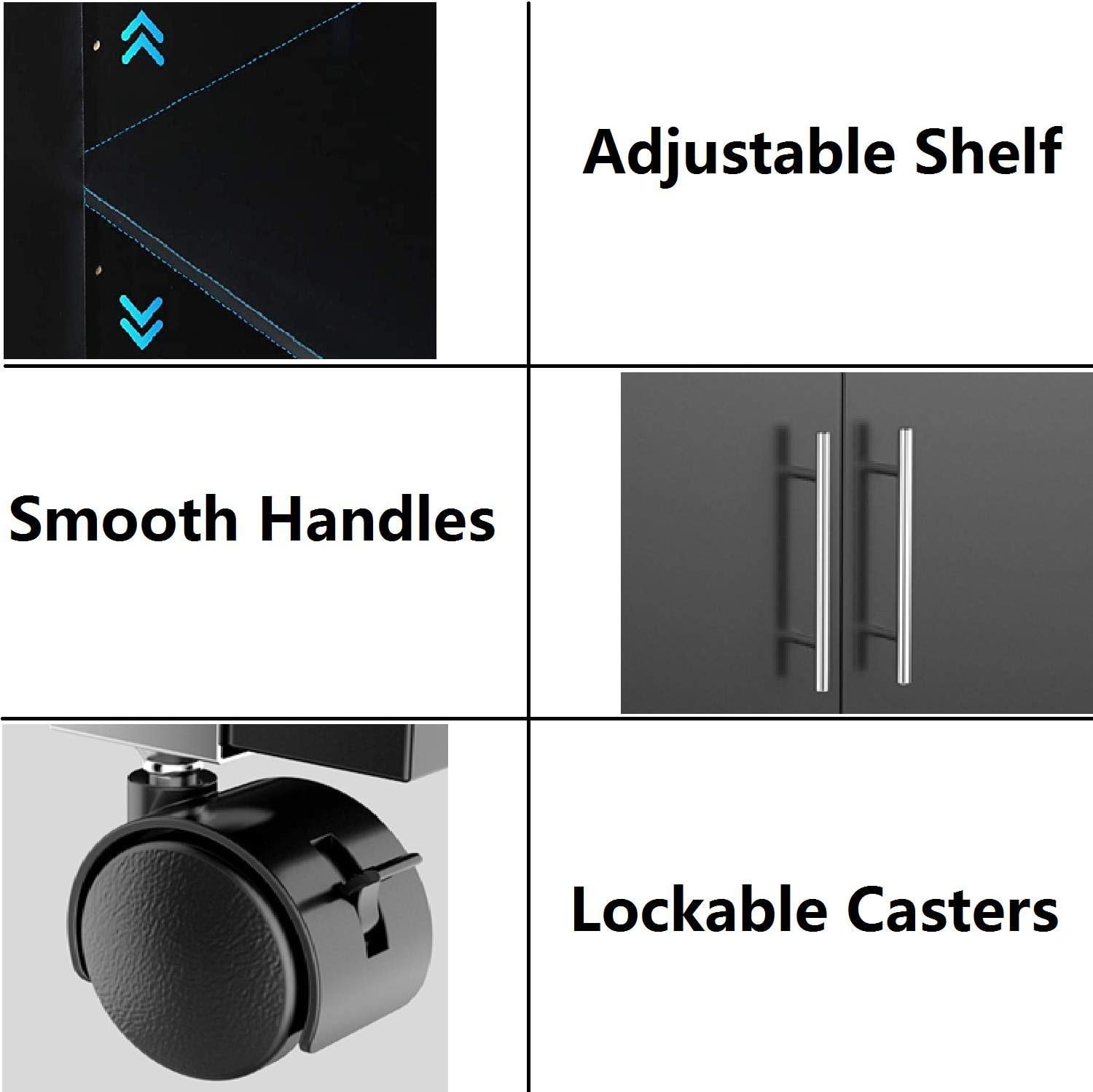 Yaheetech Rolling Printer Stand with Storage Adjustable Shelf for Office Home, Wood Mobile Cabinet Work Cart Cupboard Shelf on Wheels, Black : Office Products