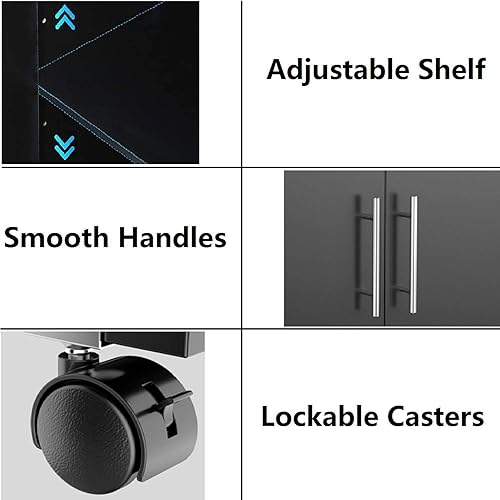 Miniatura 6 de Yaheetech Archivador de madera rodante, archivador lateral móvil, soporte de impresora con estantes de almacenamiento abiertos para oficina en casa,