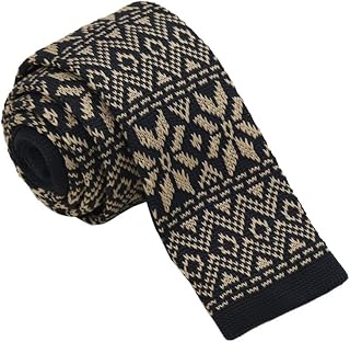 Polyster Cotton Skinny Knitted Neck Tie For Men Knitted Flat-End Ties Brown Skinny Knit Tie Dance Groups Rock C.C.G.A.066 Floral Burly Wood,Black