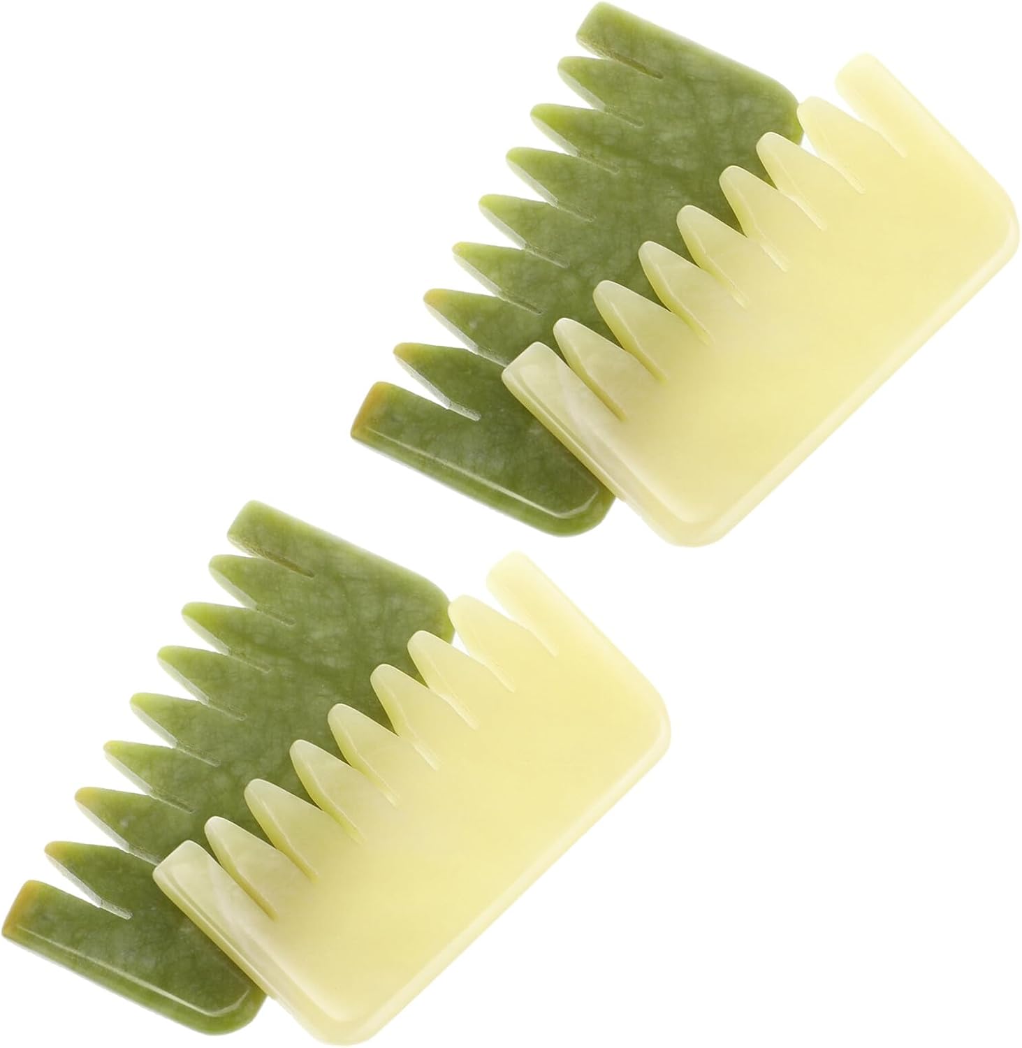GLEAVI 4pcs Natural Jade Massage Comb Set – Handheld Guasha Scraping Scalp Massager for Meridian Therapy and Acupoint Treatment, Hair and Head Relaxation Tools for Physical Therapy