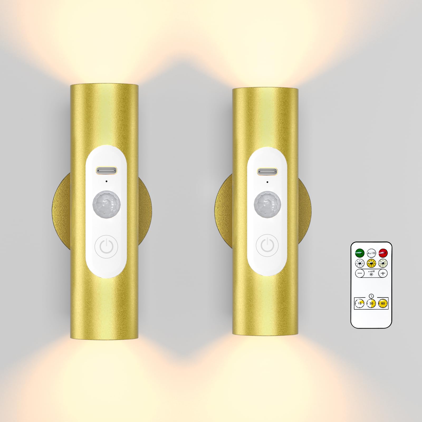 WOBSION Motion Sensor Wall Lights Indoor with Remote Control