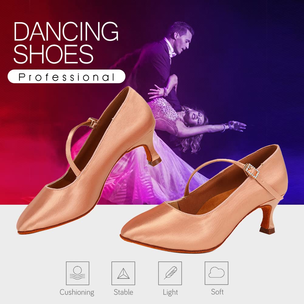 Donna Moderno Scarpe da Ballo Punta Chiusa per Danze Standard e Ballo Sociale con Sidecross