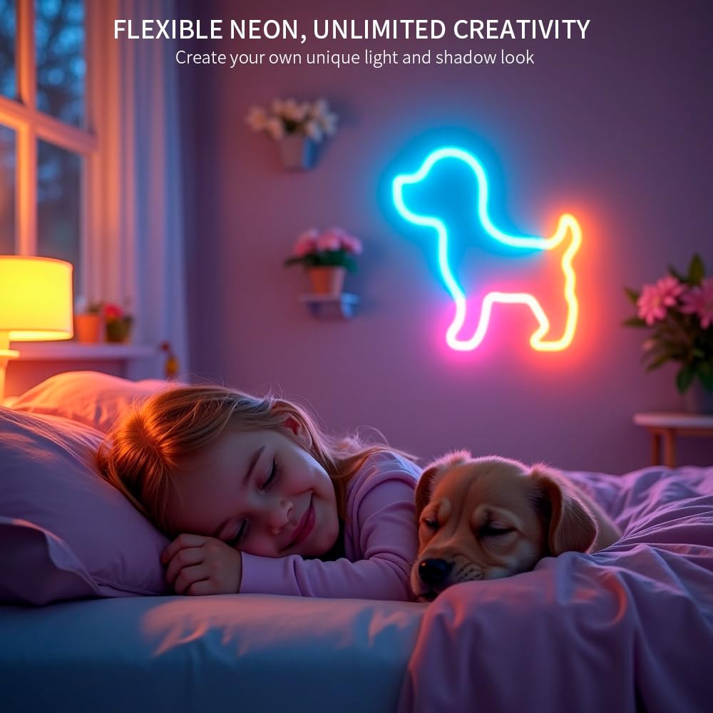Xnbada WS2811 WS2811 - Striscia di luci rotonde a 360 gradi, con controller, nylon RGB, flessibile, nastro luminoso colorato, decorazione per camera da letto, interni ed esterni, DC 5 V