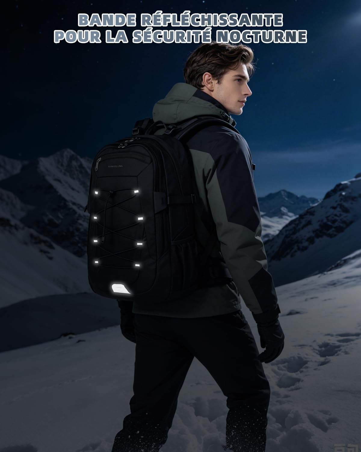 KINGSLONG Plecak trekkingowy 30 l, dla mężczyzn i kobiet: wodoszczelny plecak trekkingowy z kieszenią na laptopa o przekątnej ekranu 17,3", lekki plecak outdoorowy z systemem do picia, odblaskowy, na