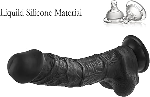 Miniatura 5 de Consoladores de silicona grandes de 9.45 pulgadas, consoladores negros realistas, juguetes sexuales con ventosa para mujeres y hombres