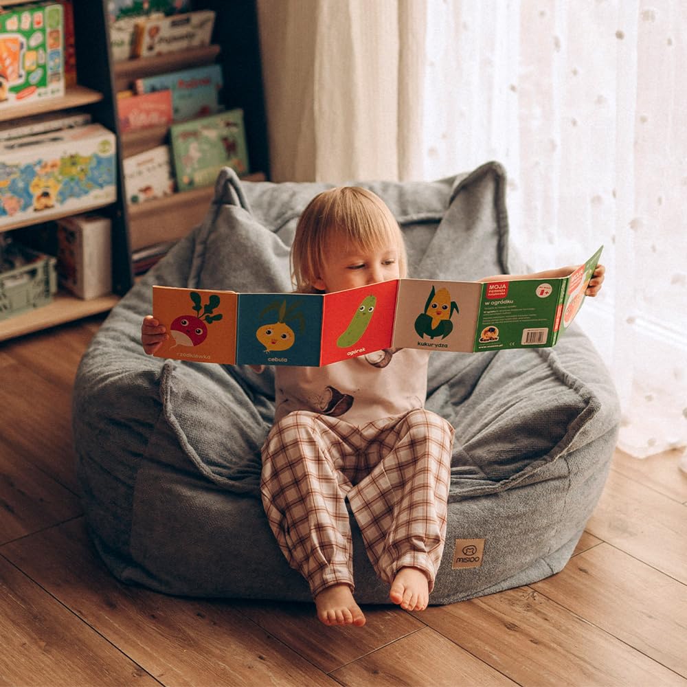 MISIOO Kinder Sessel Roya Chenille – Kindersessel für Kinderzimmer, Weicher Sitzsack Kinder, Bodensessel Bean Bag Sofa, Premium Szenila, 80x73x58 cm