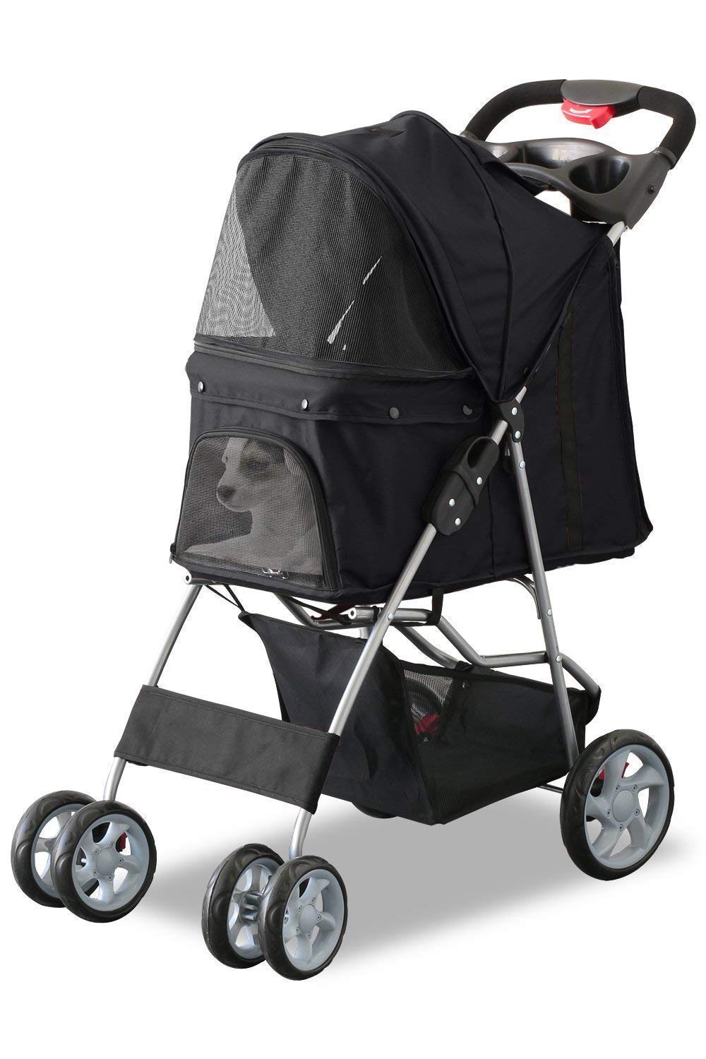 ペットカート ペットバギードッグカート黒軽量折り畳み介護小型犬