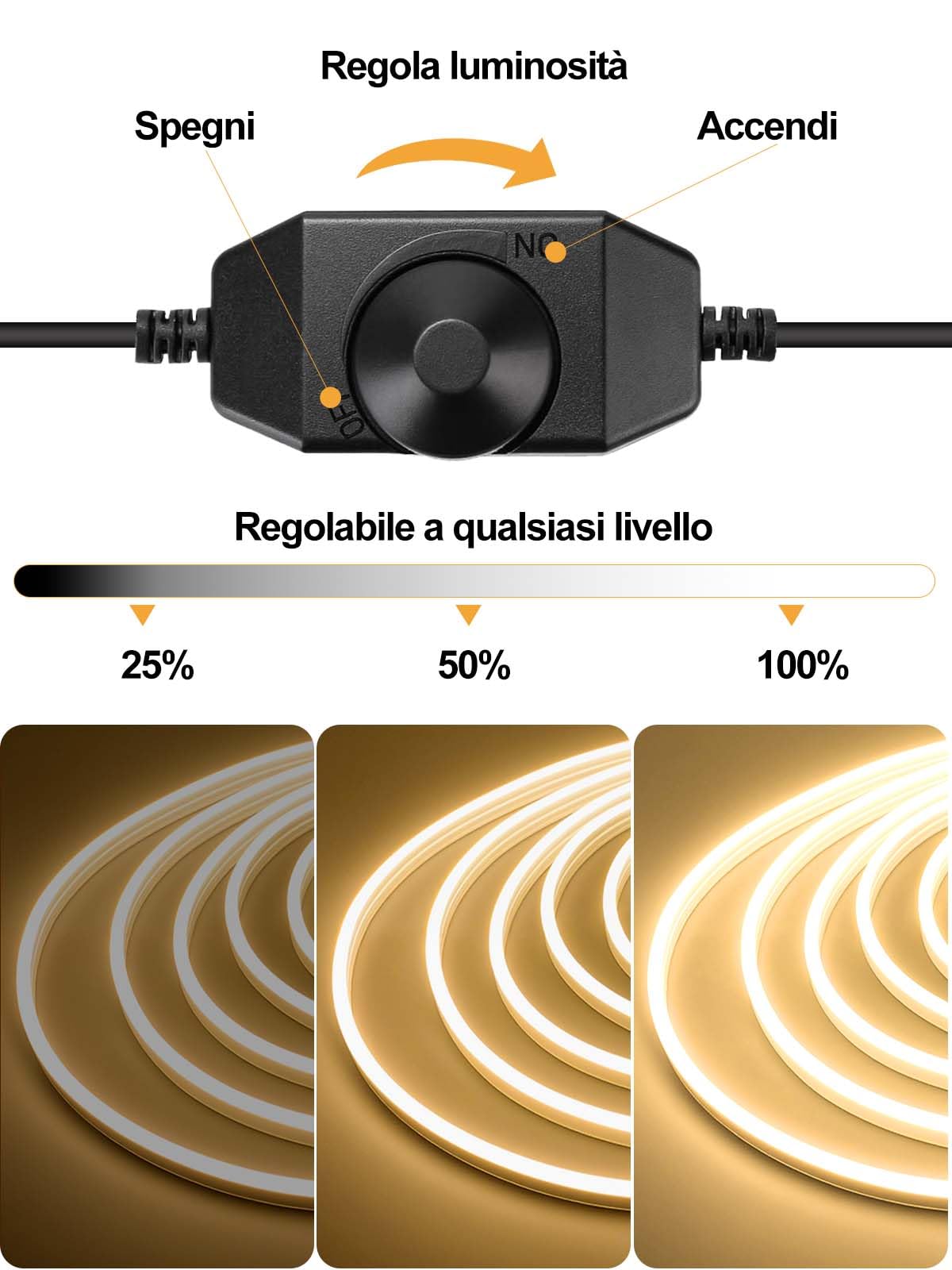 BRIMAX - Striscia LED Neon per Esterni, 10M, Luce Calda 3000K | Design Italiano, Silicone, IP67, Regolabile | Per un'Atmosfera Accogliente su Terrazzo, Giardino e Facciata